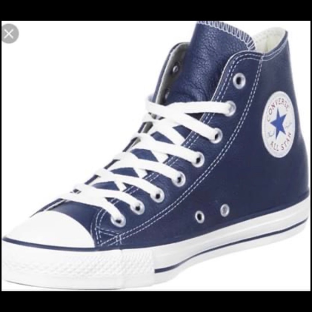 Converse All Star blue leather high tops
